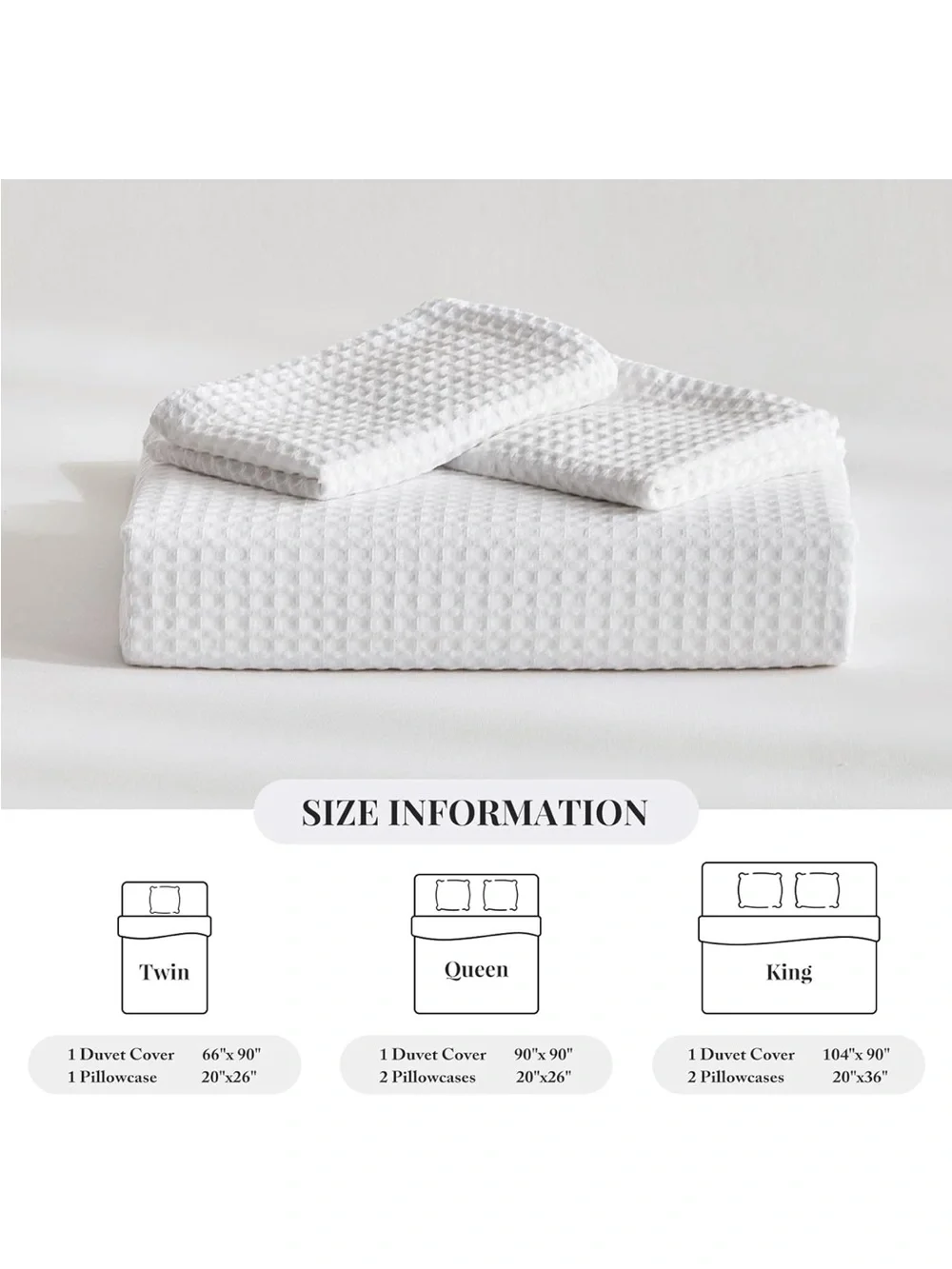 NWOT WARMDERN Waffle Weave Duvet Cover Full Size, White